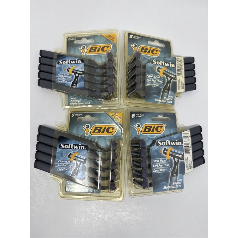 4x BIC Softwin Disposable Razors Sensitive Skin 5 Pk Dual Strip Pivot Vntg 1999
